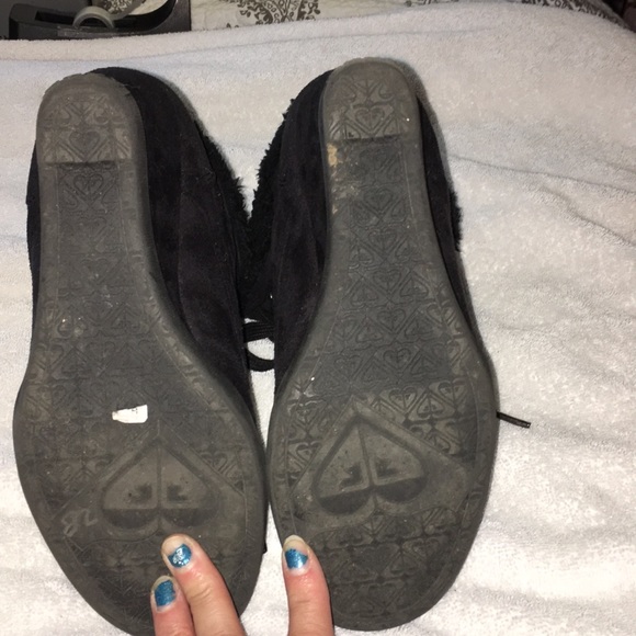 📣Roxy black wedge booties w fur Sz 8 beautiful,Suede Feel *worn once without box - Picture 7 of 8